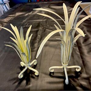 Vintage Wrought Iron Cactus Candlesticks